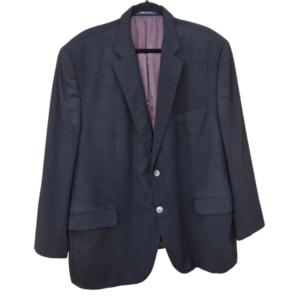 Cremieux Loro Piana Black Wool Vintage Union-Made Suit Jacket Men Size 52R